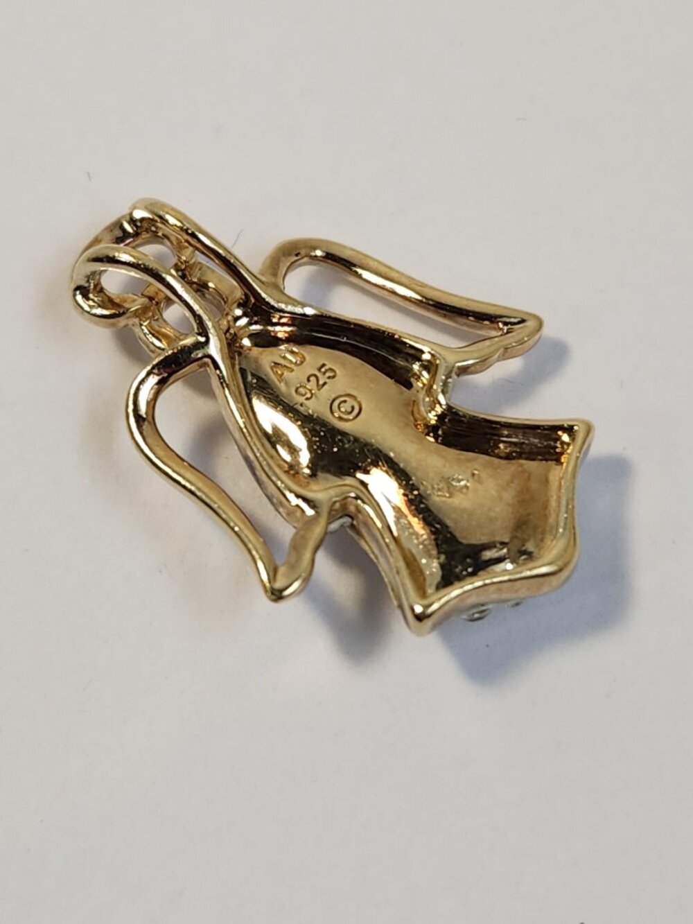VTG Swarovski Crystal Angel Pendant 14K & 925 Sterling Silver Guardian Charm